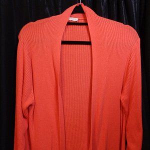 Talbots Petites Orange Open Ribbed Cardigan Drapey